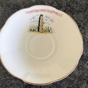 Souvenir John Hancock Center Chicago Gold-Trim Porcelain Saucer - White